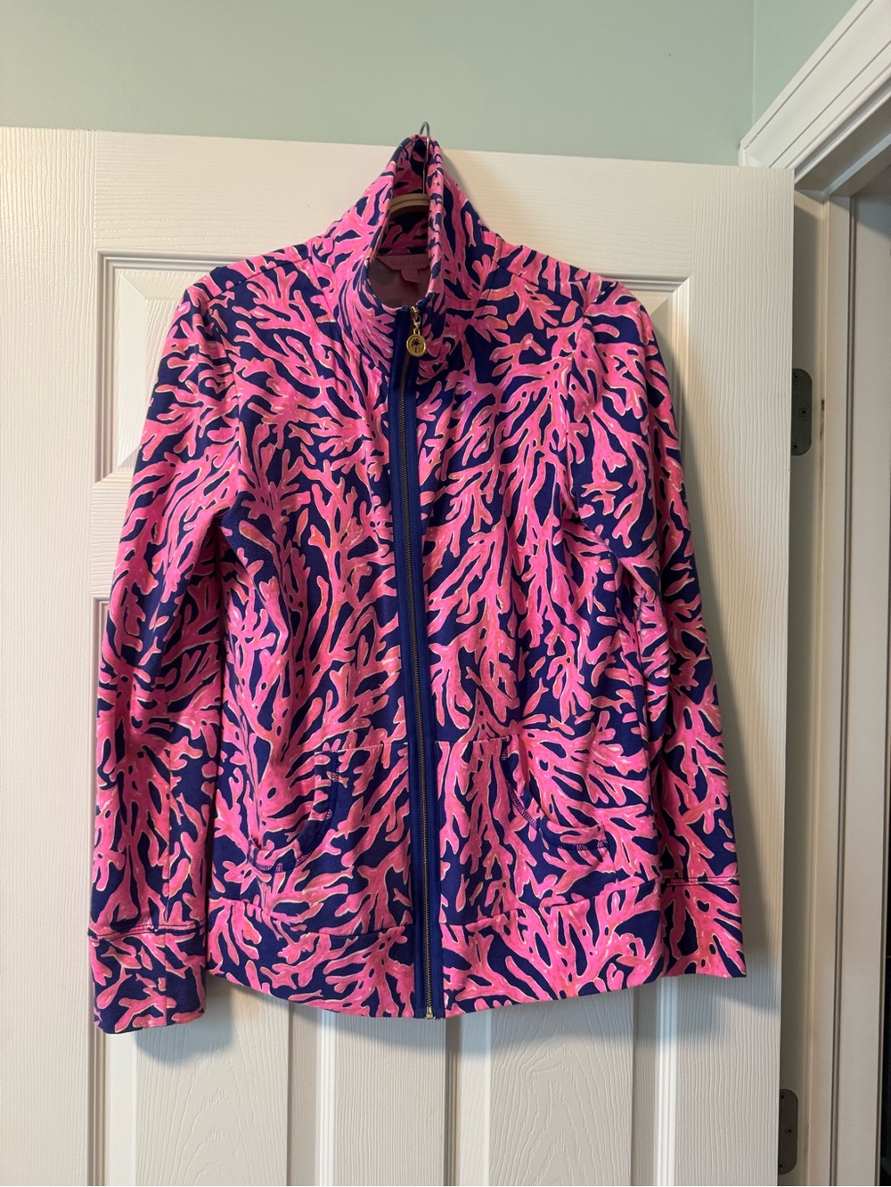 Lilly Pulitzer Full-Zip Popover Coral Bay Size Medium